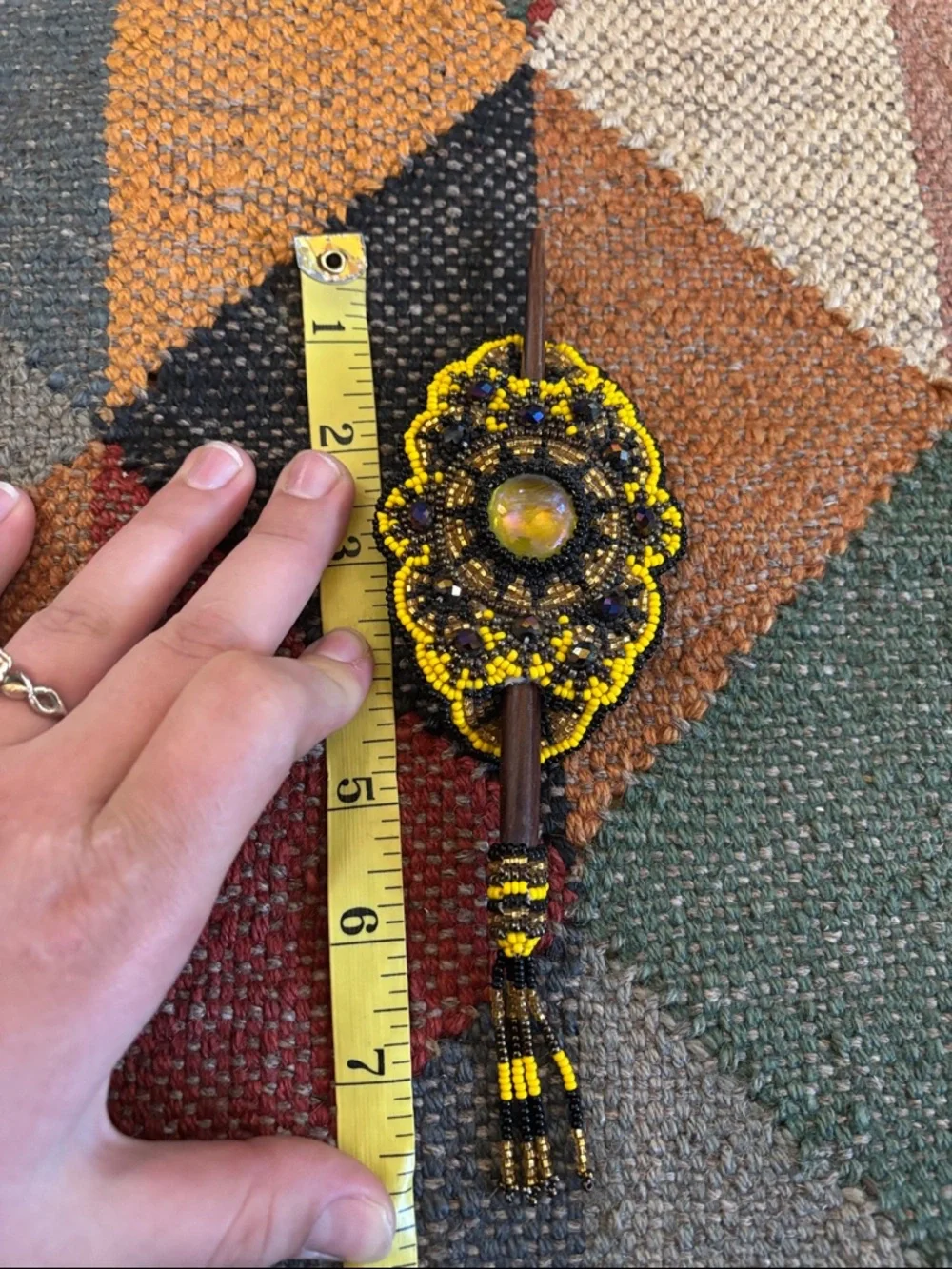 Gorgeous Hand Beaded Hair Stick Barrette Handmade Barrette Artisanal Accessory